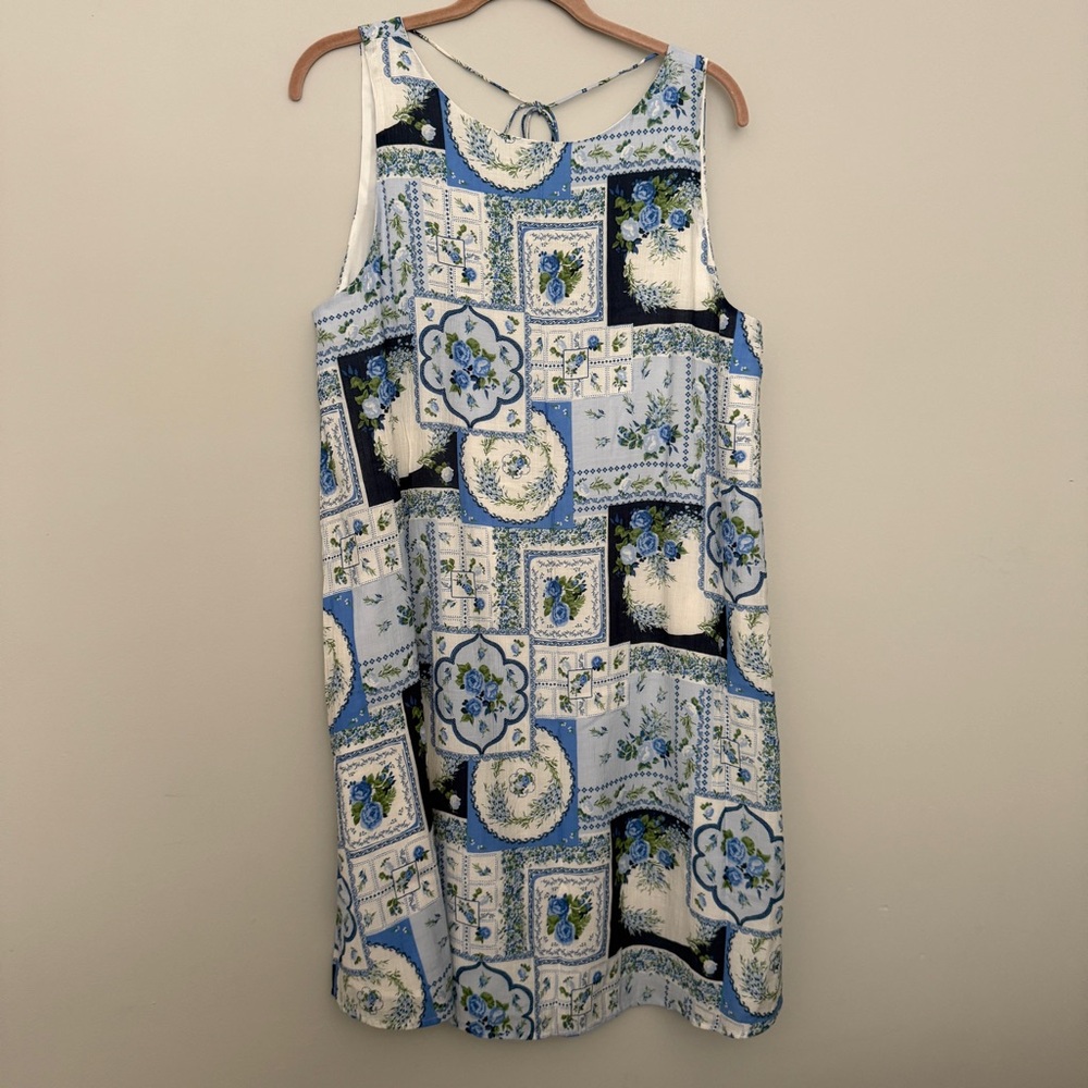 Abercrombie & Fitch Blue and White Floral Patchwork Sundress